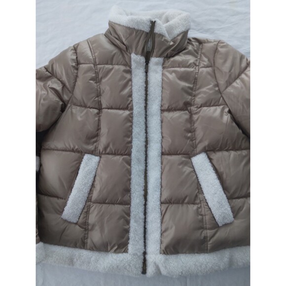 A.N.A Coat Jacket Quilted Puffer Faux Sherpa Trim Womens Size Large - Picture 3 of 15
